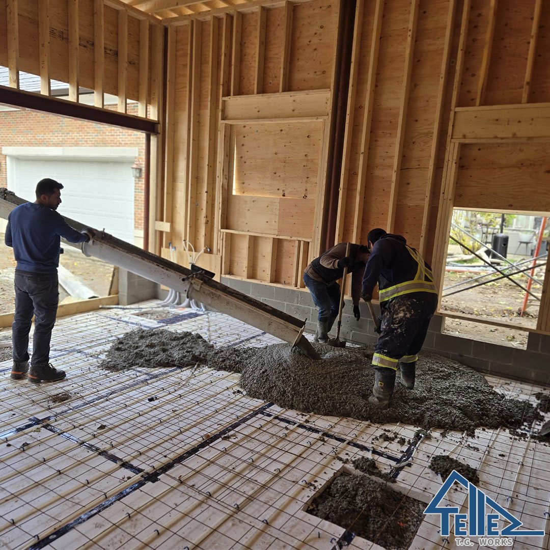 Cinder block foundation walls being built for custom garage in Toronto by TG Works