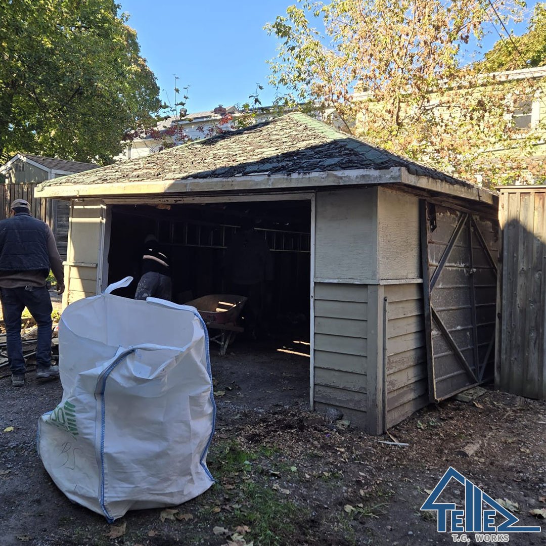 Old deteriorating garage before structural restoration in Toronto