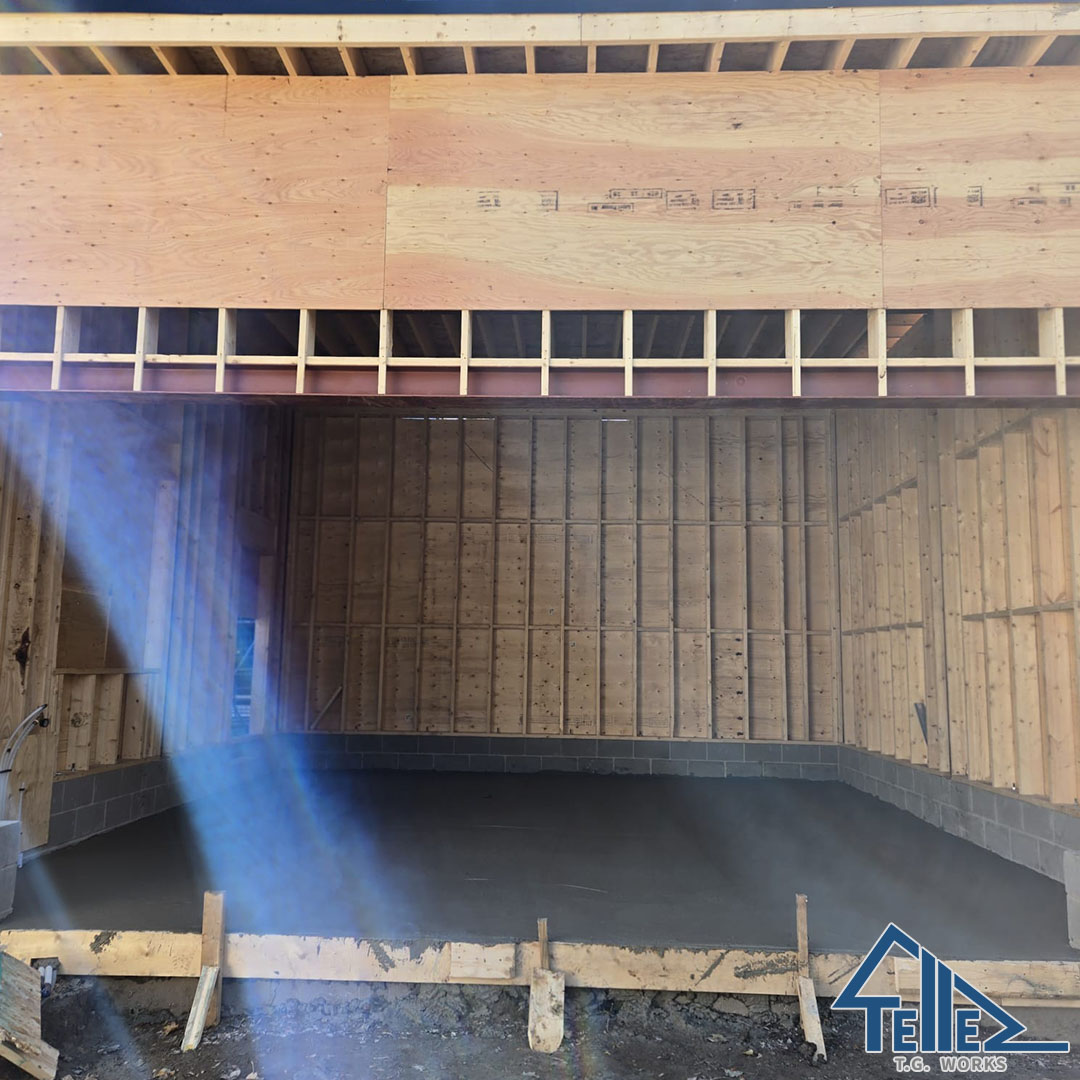 Structural framing and foundation pour for new construction in Toronto